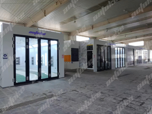 8m Diesel Heated Spray Booth – Professional Automotive Equipment Supplier with RIELLO G10 Burner & 25,000 m³/h Ventilation