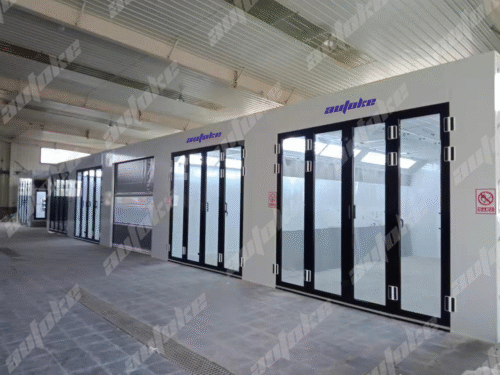 8m Dual-Fuel Spray Booth – Gas or Electric Heating Options, Professional Automotive Equipment Supplier with 25,000 m³/h Ventilation